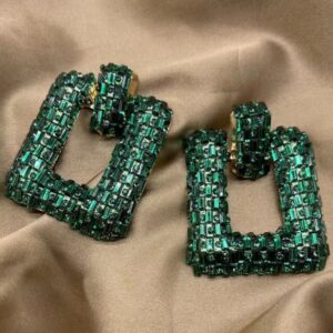 Dark green square earrings