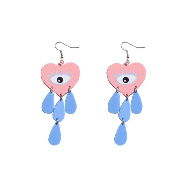 Wholesale Earrings Acrylic Morandi Color Love Eyes Tassel Teardrops