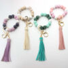 Wholesale Solid Wood Beads Silicone Beads Tassel Pendant Creative DIY Beaded Wrist Keychain
