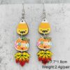 Wholesale Thanksgiving Pumpkin Maple Leaf Coffee Cup Wooden Earrings Halloween Earrings