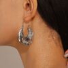 Wholesale Alloy Textured Gold Leaf Earrings with Concave Convex Texture