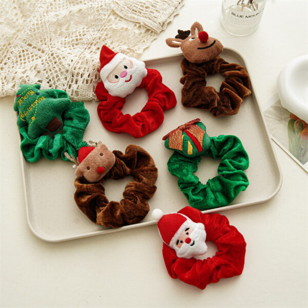 Wholesale Christmas Cartoon Head Plush Large Intestine Flannel Hair Tie