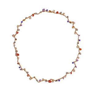 Wholesale Handwoven Colorful Gravel Glass Crystal Natural Stone Long Necklace
