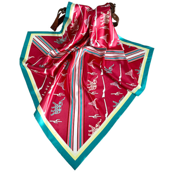 Wholesale Fashion Printed Bull Elephant Cactus Large Square Scarf Silky Scarf