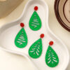 Wholesale Leaves Hollow Christmas Tree Sequin Drop Earrings Niche Round  Acrylic Earrings