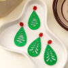 Wholesale Leaves Hollow Christmas Tree Sequin Drop Earrings Niche Round  Acrylic Earrings