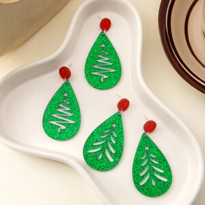O1CN015VAWBf1onFkRYpkh3__2059265269-0-cib Wholesale Leaves Hollow Christmas Tree Sequin Drop Earrings Niche Round Acrylic Earrings