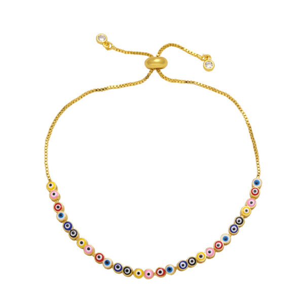 Wholesale Color Drip Oil Devil Eye Adjustable Drawstring Copper Bracelet