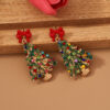 Wholesale Christmas Colored Christmas Tree Alloy Drip Oil Set Colorful Diamond Earrings