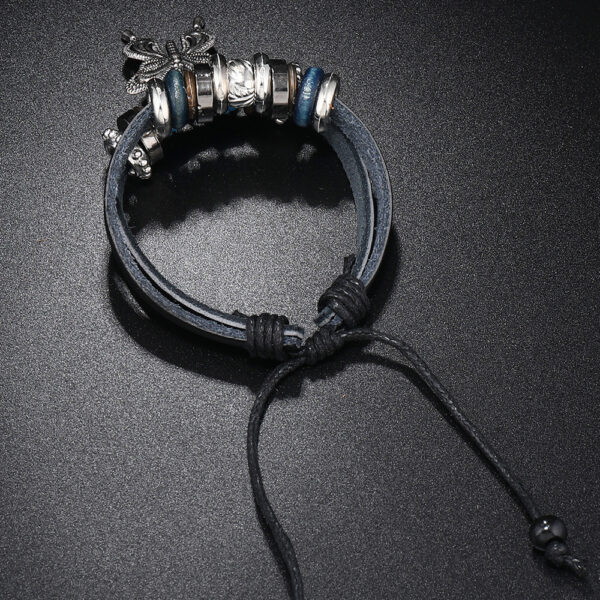 O1CN015WYcIT1Tbhs4PwBB0_3526852401-0-cib Wholesale Alloy Butterfly Pendant Woven Cowhide Bracelet