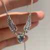 Wholesale Alloy Heart Crown Wings Necklace
