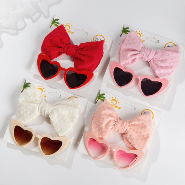 Wholesale Kids Heart Sunglasses Fabric Headband Set
