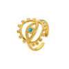 Wholesale Versatile Stainless Steel Gold Opening Blue Eye Hollowed Out Ring