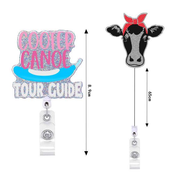 Wholesale Acrylic Medicine Bottle Bulldog Rotating Retractable Badge Scroll Keychain