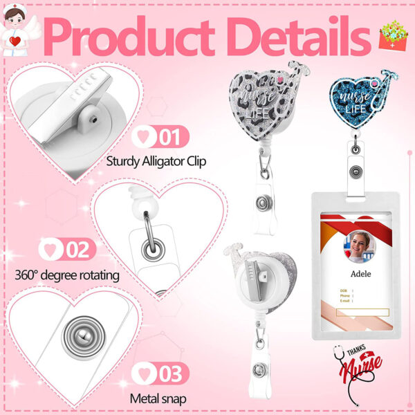 Wholesale Badge Reels Acrylic Glitter Stethoscope Doctor Nurse Retractable Keychain