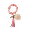 Wholesale Tassel Printing Silicone Beaded Wrist Keychain