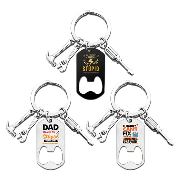Wholesale Father's Day Bottle Opener Color Printed Stainless Steel Keychain