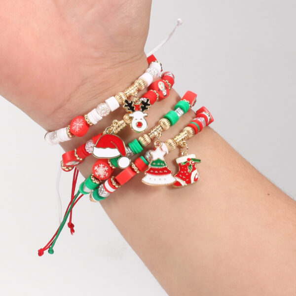 Wholesale Christmas Woven Adjustable Snowman Christmas Tree Old Man Deer Antler Bracelet