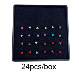 24/box of colored triangular nose studs