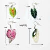 Wholesale Love Pink Leaf Turtle Back Leaf Acrylic Earrings