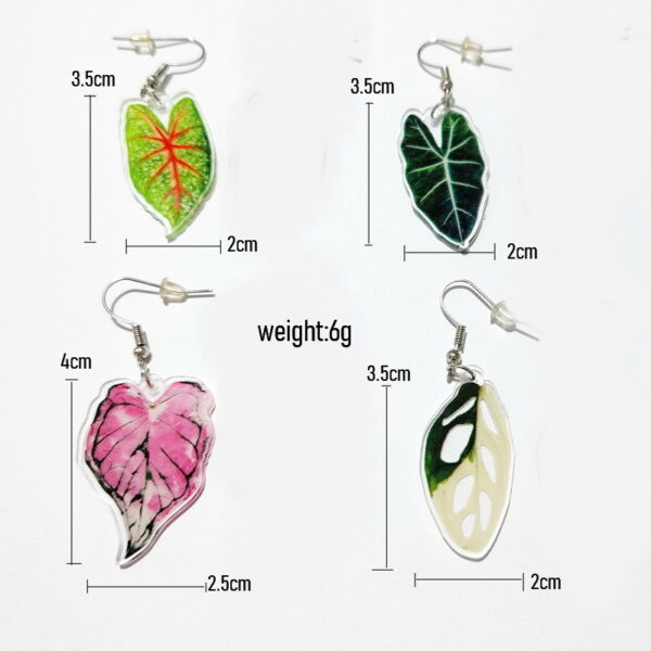 Wholesale Love Pink Leaf Turtle Back Leaf Acrylic Earrings