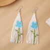 Wholesale Boho Flower Rice Beads Tassel Hand Braided Earrings