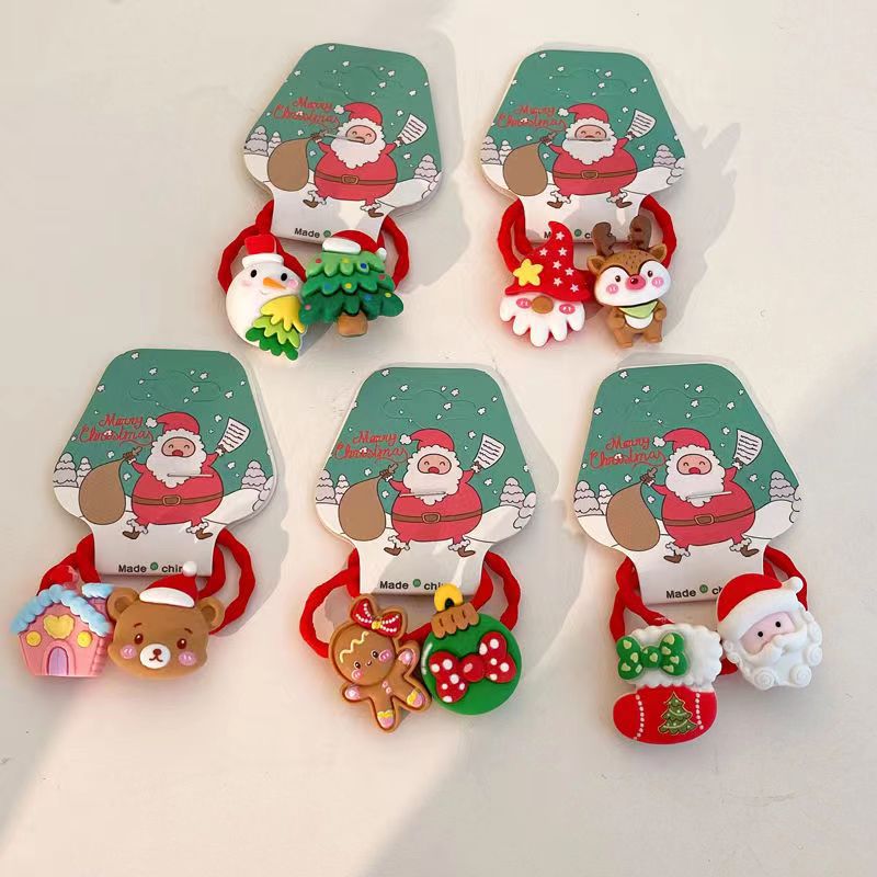 Wholesale Chilen's Cartoon Christmas Plastic Hair Ties