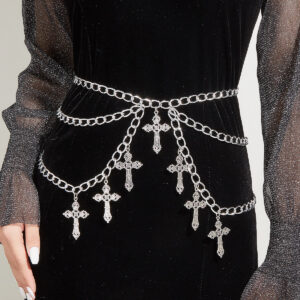 White K Cross Pendant Waist Chain