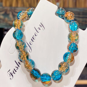 Blue and yellow two-color glass bracelet