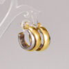 Wholesale Dual Color Overlapping Splicing Double Ring Gold-plated Earrings