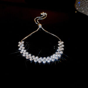 Diamond silver geometric bracelet