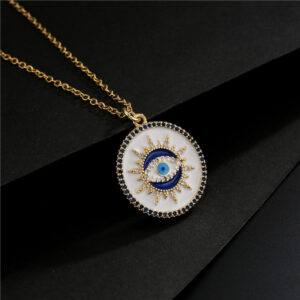 O1CN015jGF0324cHvbTqBCJ__2209609947411-0-cib Wholesale White Devil's Eye Pendant Gold Plated Necklaces