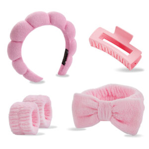 Pink hairband, hairpin, hair tie, wrist 5-piece set (seam interface)