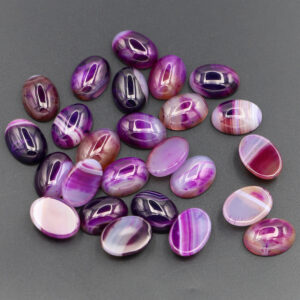 Purple striped agate / 13*18MM oval ring surface