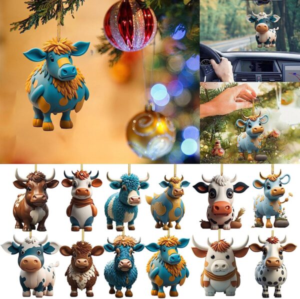 Wholesale Colorful Cartoon Cow Car Christmas Tree Decorations