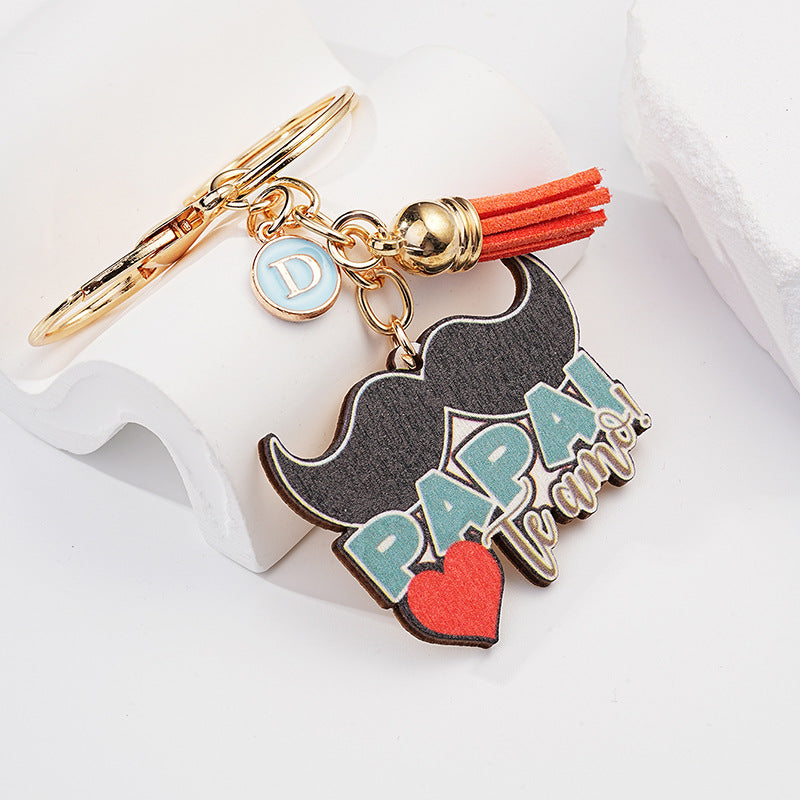 Wholesale Father's Day Bearded Cartoon English Keychain