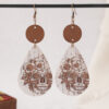 Wholesale Vintage Cork Leather Skull Pumpkin Flower Wood Chip Earrings