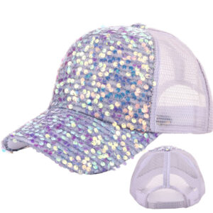 Grey-color sequin mesh cap / Adjustable