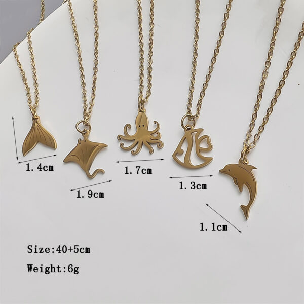 Wholesale Stainless Steel Marine Series 18K Gold Fishtail Dolphin Necklace Clavicle Chain