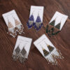 Wholesale Bohemian Beaded Braided Long Tassel Earrings
