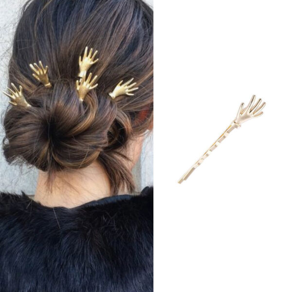 Wholesale Glossy Little Hand Skull Alloy Hair Clips