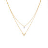 Wholesale Titanium Steel Double Layer Stacked V-shaped Diamond Necklace Clavicle Chain