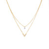 Wholesale Titanium Steel Double Layer Stacked V-shaped Diamond Necklace Clavicle Chain