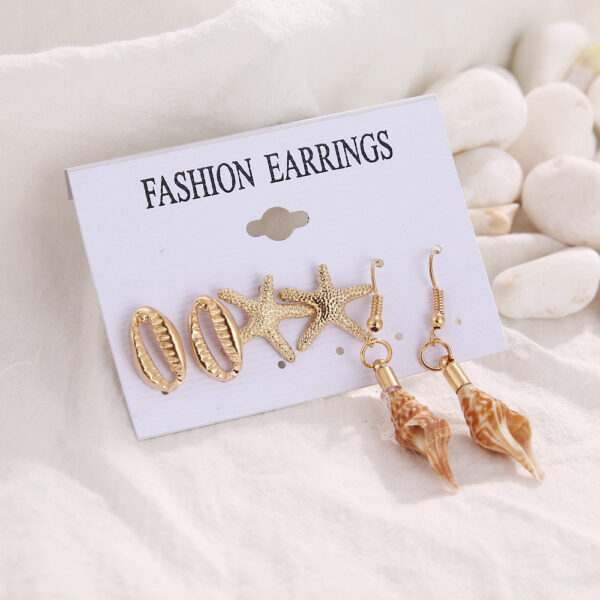 Wholesale Fashion Gold and Silver Natural Shell Scallop Earring Set