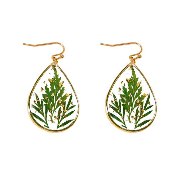 Wholesale Leaf Everlasting Flower Alloy Teardrop Earrings