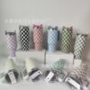 Wholesale Tumbler Stainless Steel Double-layer Insulation 40oz Checkerboard Handle Ice Cup