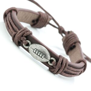 O1CN01603zAn1MFzj50lDU5__2214711081406-0-cib Wholesale Sports Leather Football Basketball Hockey Alloy Adjustable Hand Woven Football Leather Bracelet