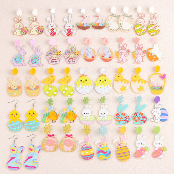 Wholesale Easter Rabbit Radish Chicken Acrylic Earrings