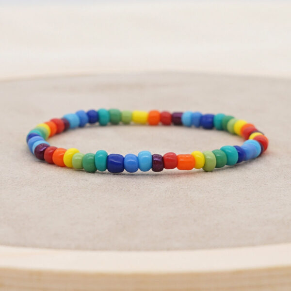 Wholesale Rainbow Glass Rice Beads Clear Beads Gradient Color Bracelet