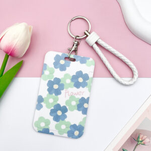 Five-leaf flower-blue and green + white edging leather rope